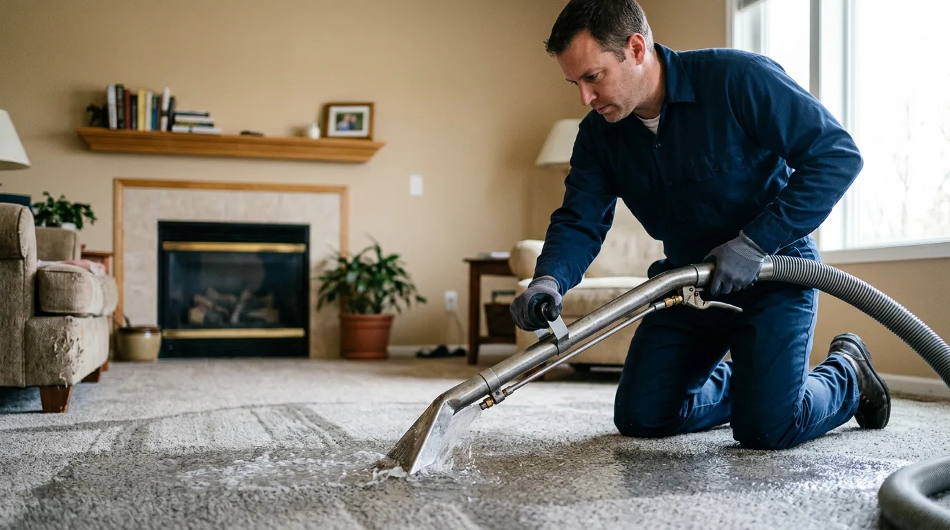 Water damage restoration technician working near Rineyville, KY